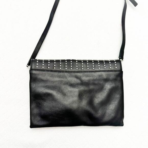 Just Cavalli Black Leather Studded Over The Shoulder Crossbody Tote Purse MINT - Picture 3 of 9